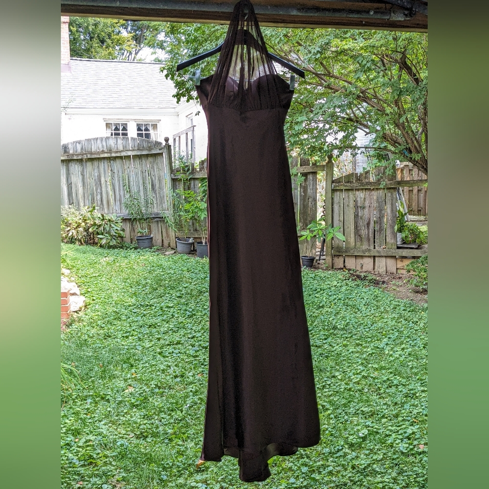 David's Bridal Brown Halter Dress